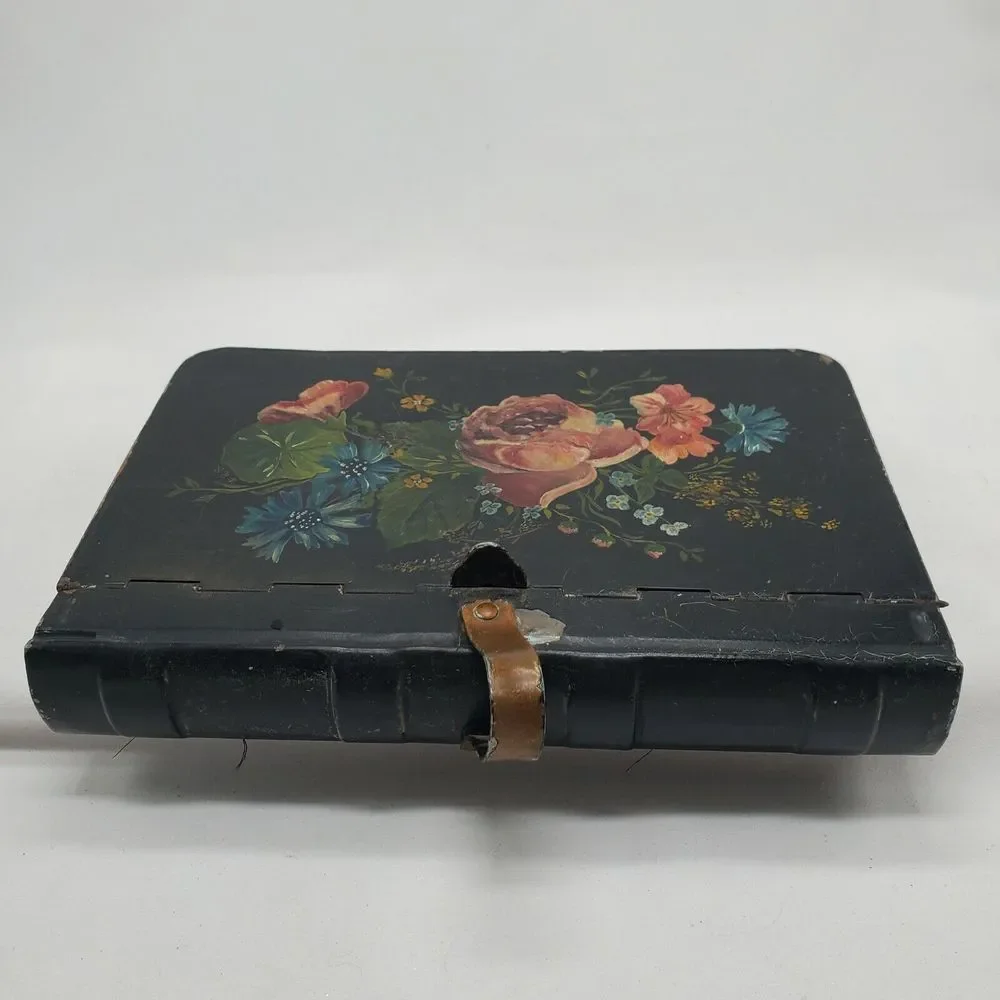 Antique‎ Vintage Tole Painted~Rose Cottage Design Crumb Catcher~Silent Butler